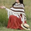 Tibetan Triangular Striped Tassel Shawl Tibetan Triangular Striped Tassel Shawl