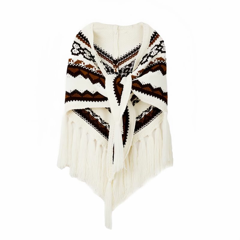 Tibetan Triangular Striped Tassel Shawl Tibetan Triangular Striped Tassel Shawl