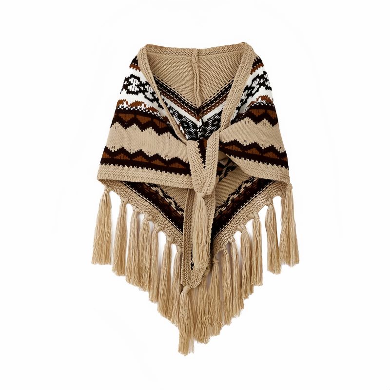 Tibetan Triangular Striped Tassel Shawl Tibetan Triangular Striped Tassel Shawl