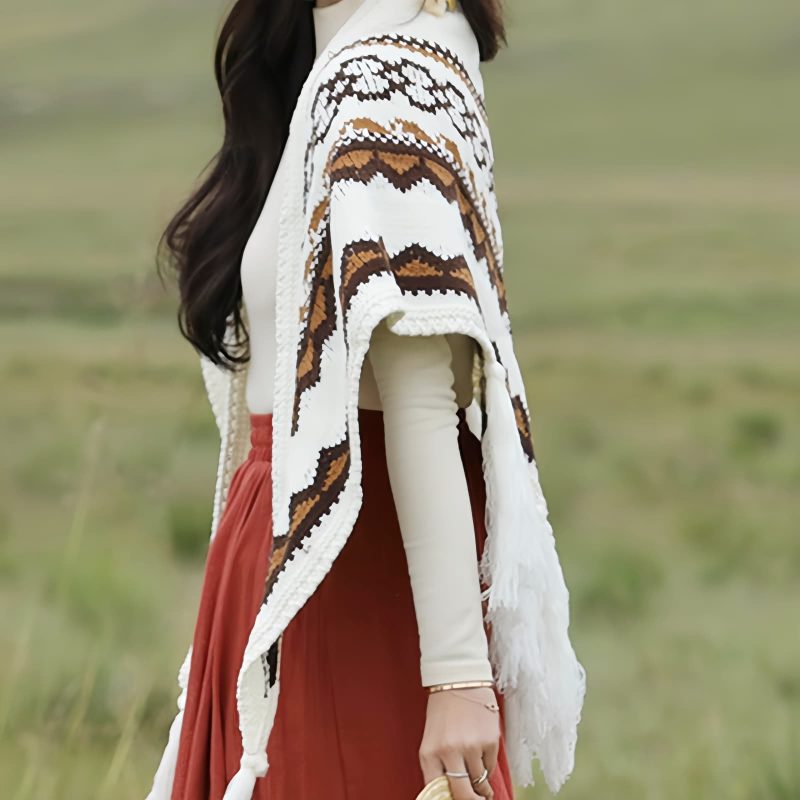 Tibetan Triangular Striped Tassel Shawl Tibetan Triangular Striped Tassel Shawl