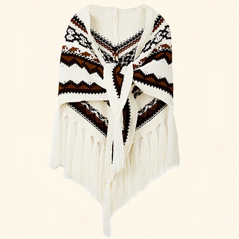 Tibetan Triangular Striped Tassel Shawl Tibetan Triangular Striped Tassel Shawl
