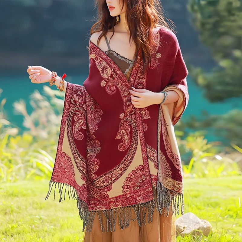 Tibetan Vine Leaves Pattern Shawl Tibetan Vine Leaves Pattern Shawl