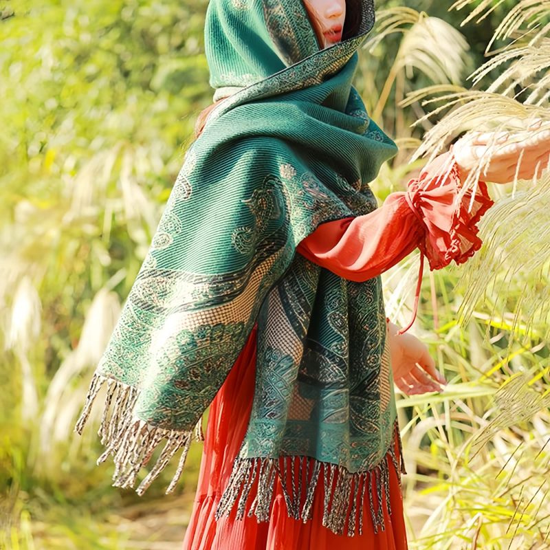 Tibetan Vine Leaves Pattern Shawl Tibetan Vine Leaves Pattern Shawl