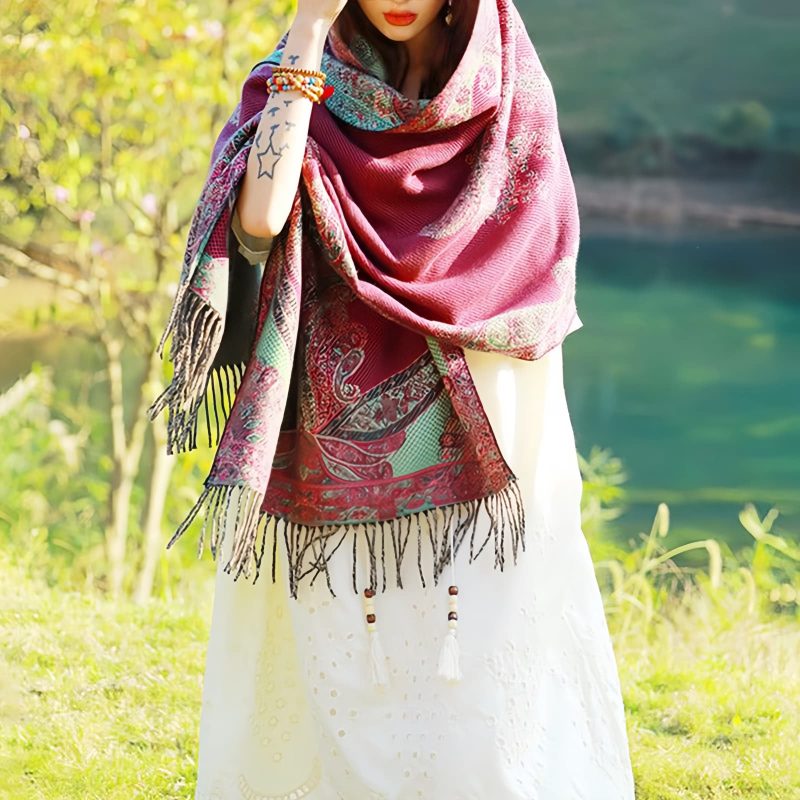 Tibetan Vine Leaves Pattern Shawl Tibetan Vine Leaves Pattern Shawl