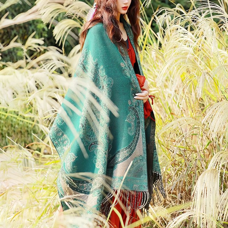 Tibetan Vine Leaves Pattern Shawl Tibetan Vine Leaves Pattern Shawl