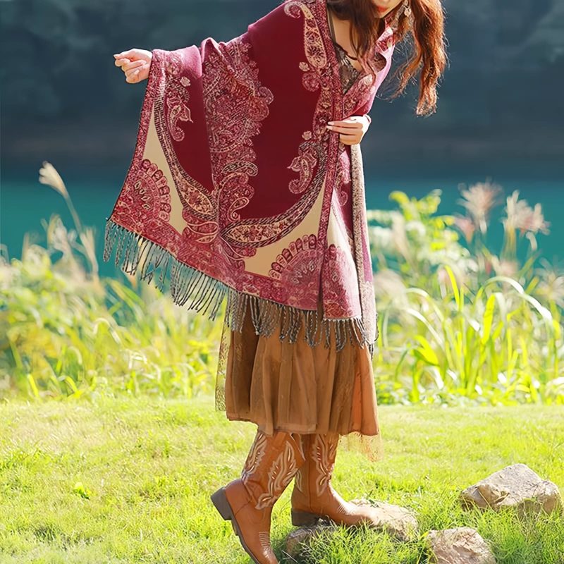 Tibetan Vine Leaves Pattern Shawl Tibetan Vine Leaves Pattern Shawl