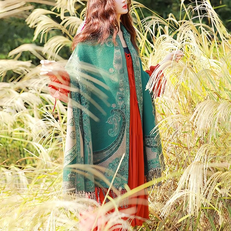 Tibetan Vine Leaves Pattern Shawl Tibetan Vine Leaves Pattern Shawl