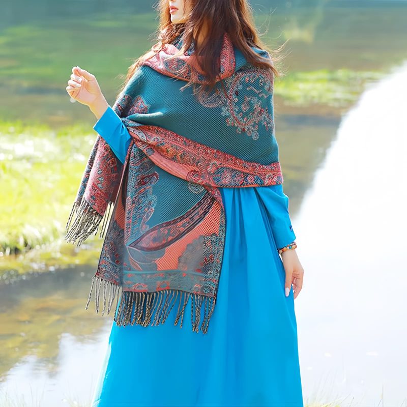 Tibetan Vine Leaves Pattern Shawl Tibetan Vine Leaves Pattern Shawl
