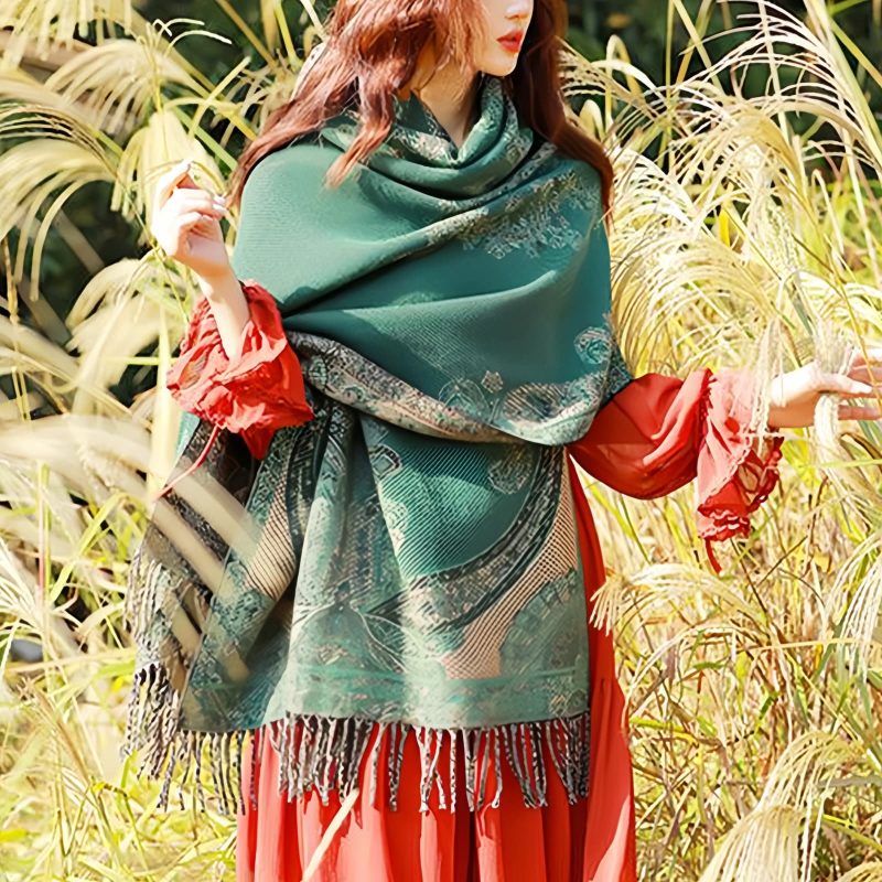 Tibetan Vine Leaves Pattern Shawl Tibetan Vine Leaves Pattern Shawl