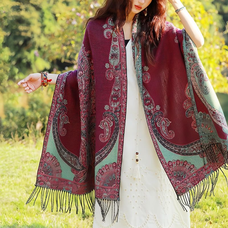 Tibetan Vine Leaves Pattern Shawl Tibetan Vine Leaves Pattern Shawl