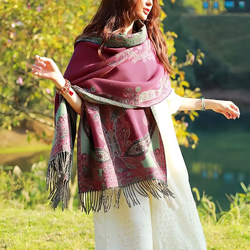 Tibetan Vine Leaves Pattern Shawl Tibetan Vine Leaves Pattern Shawl