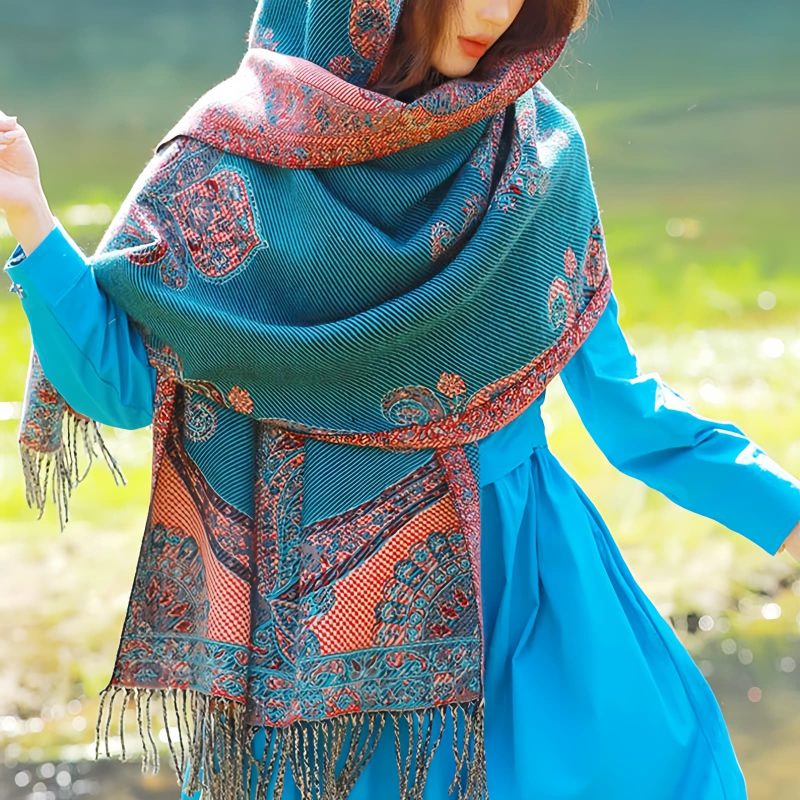 Tibetan Vine Leaves Pattern Shawl Tibetan Vine Leaves Pattern Shawl