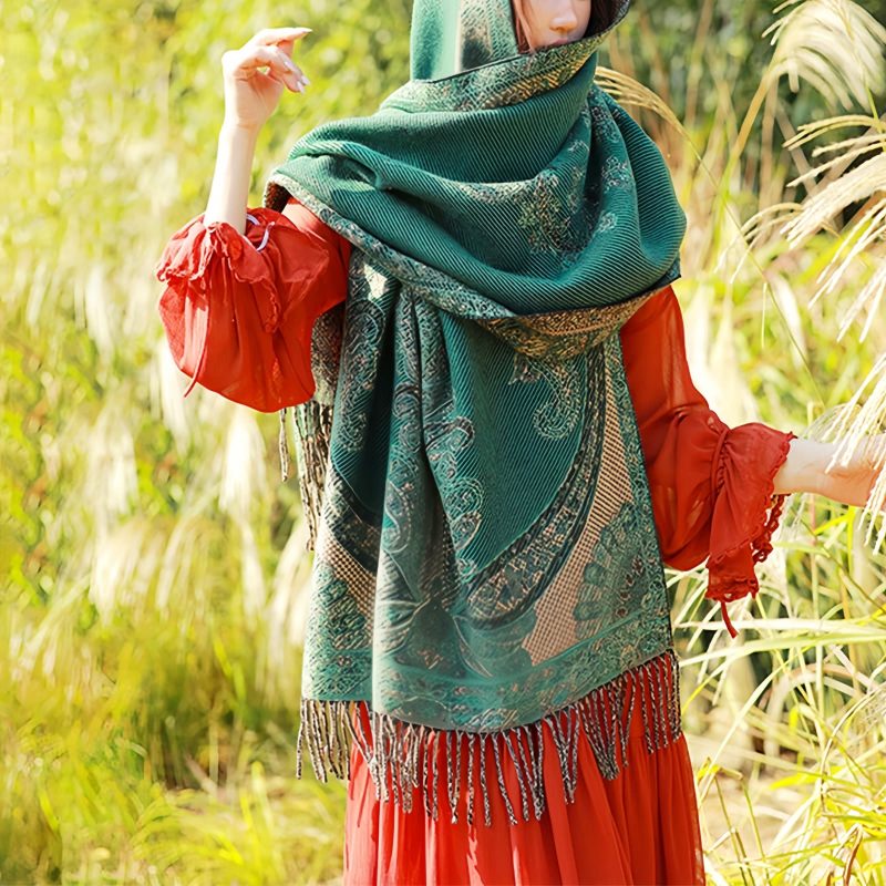 Tibetan Vine Leaves Pattern Shawl Tibetan Vine Leaves Pattern Shawl