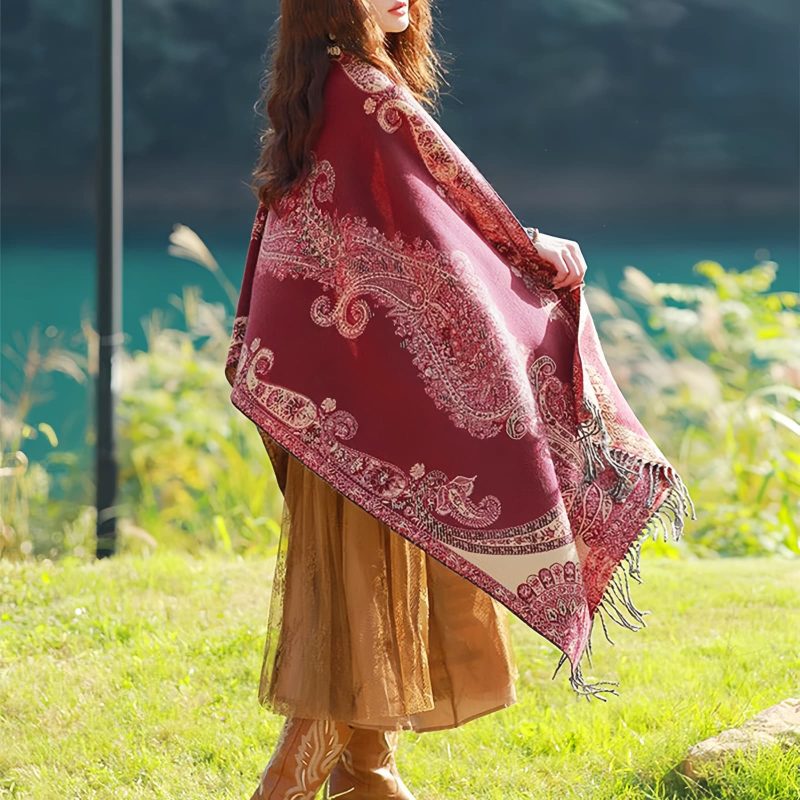 Tibetan Vine Leaves Pattern Shawl Tibetan Vine Leaves Pattern Shawl