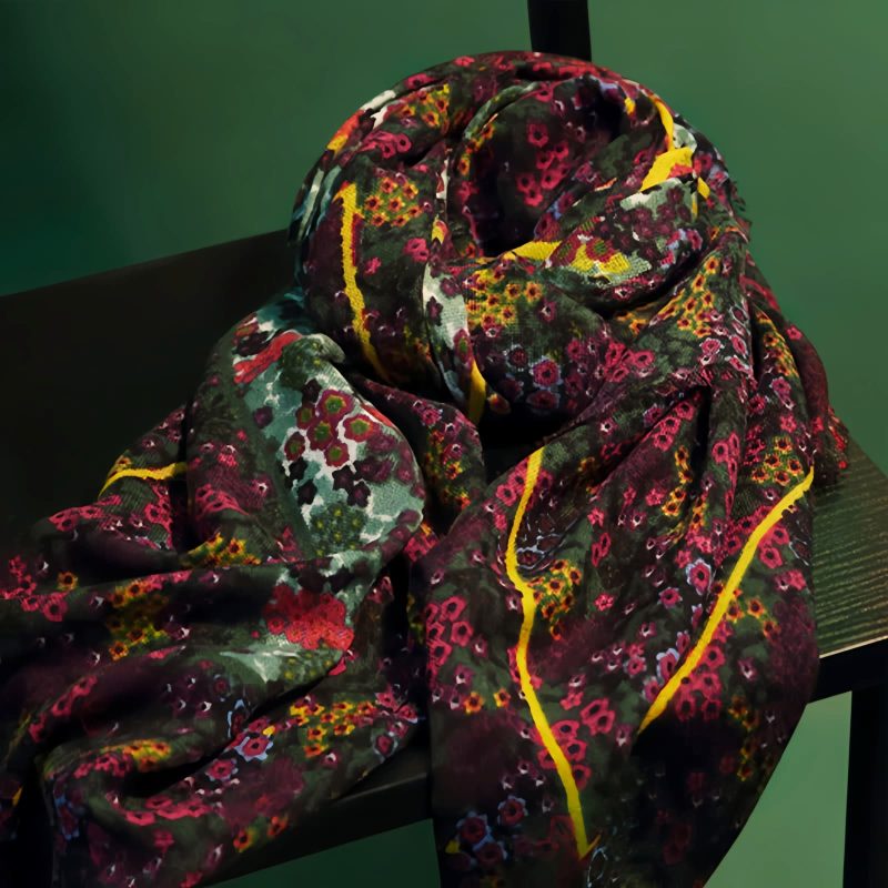 Tibetan Vintage Floral Pattern Shawl Wrap Tibetan Vintage Floral Pattern Shawl Wrap