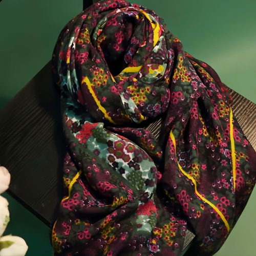 Xale Tibetano Vintage com Estampa Floral