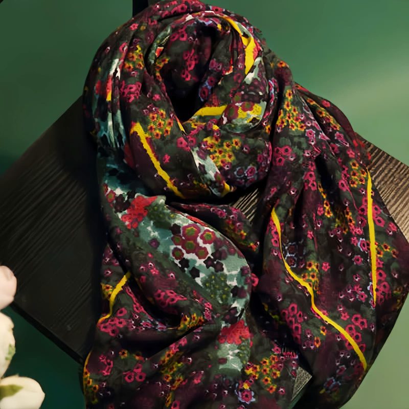 Tibetan Vintage Floral Pattern Shawl Wrap Tibetan Vintage Floral Pattern Shawl Wrap