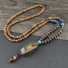 Tibetan Wenge Wood Bodhi Seed Agate Necklace Tibetan Wenge Wood Bodhi Seed Agate Necklace