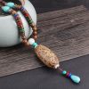 Tibetan Wenge Wood Bodhi Seed Agate Necklace Tibetan Wenge Wood Bodhi Seed Agate Necklace
