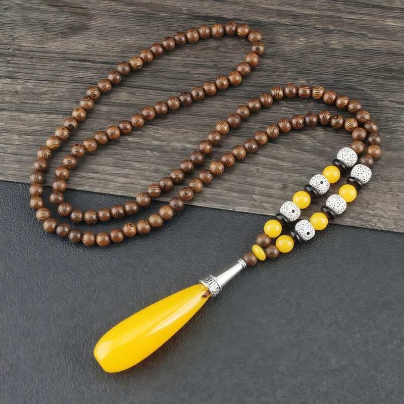 Tibetan Wenge Wood Bodhi Seed Agate Necklace Tibetan Wenge Wood Bodhi Seed Agate Necklace
