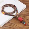Tibetan Wenge Wood Bodhi Seed Agate Necklace Tibetan Wenge Wood Bodhi Seed Agate Necklace