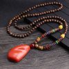 Tibetan Wenge Wood Bodhi Seed Agate Necklace Tibetan Wenge Wood Bodhi Seed Agate Necklace