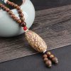 Tibetan Wenge Wood Bodhi Seed Agate Necklace Tibetan Wenge Wood Bodhi Seed Agate Necklace