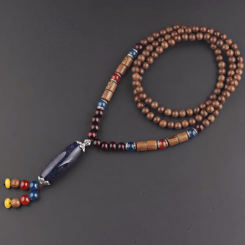 Tibetan Wenge Wood Bodhi Seed Agate Necklace Tibetan Wenge Wood Bodhi Seed Agate Necklace