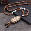Tibetan Wenge Wood Bodhi Seed Agate Necklace Tibetan Wenge Wood Bodhi Seed Agate Necklace