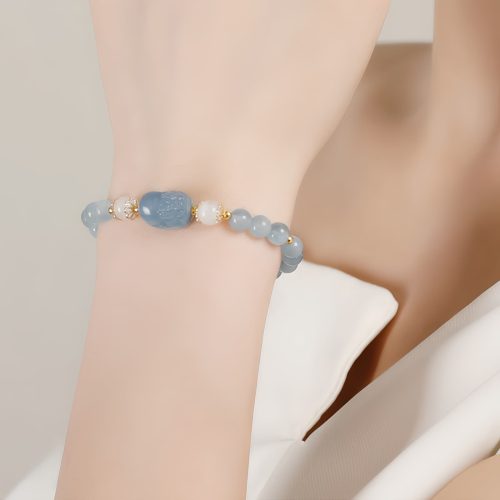 Pulseira de Cura em Água-Marinha e Quartzo Morango Pulseira de Cura em Água-Marinha e Quartzo Morango