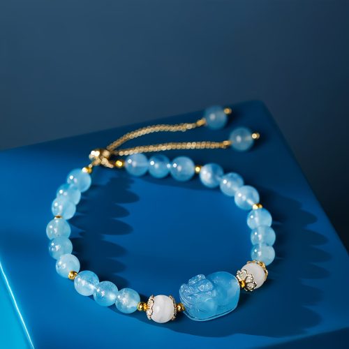 Pulseira de Cura em Água-Marinha e Quartzo Morango Pulseira de Cura em Água-Marinha e Quartzo Morango