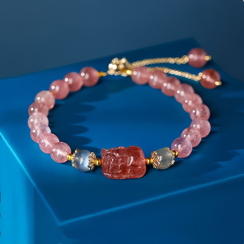 Aquamarine Strawberry Quartz Healing Bracelet Aquamarine Strawberry Quartz Healing Bracelet