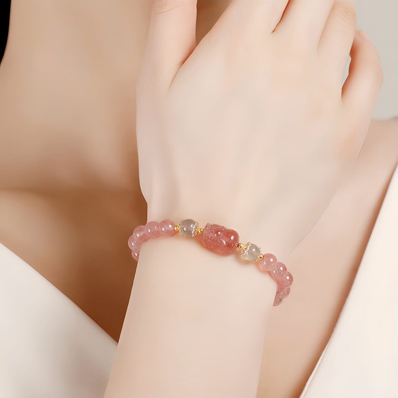 Aquamarine Strawberry Quartz Healing Bracelet Aquamarine Strawberry Quartz Healing Bracelet