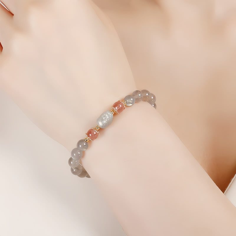 Aquamarine Strawberry Quartz Healing Bracelet Aquamarine Strawberry Quartz Healing Bracelet