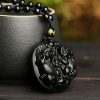 Black Obsidian Double Pixiu Purification Necklace Black Obsidian Double Pixiu Purification Necklace