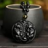 Black Obsidian Double Pixiu Purification Necklace Black Obsidian Double Pixiu Purification Necklace