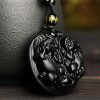Black Obsidian Double Pixiu Purification Necklace Black Obsidian Double Pixiu Purification Necklace