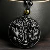 Black Obsidian Double Pixiu Purification Necklace Black Obsidian Double Pixiu Purification Necklace