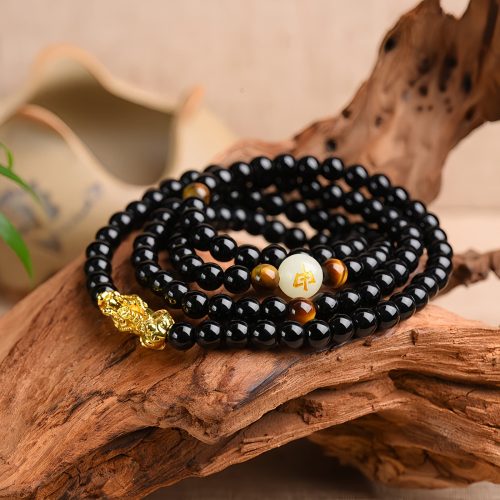 Pulseira de Proteção do Zodíaco em Obsidiana Negra e PiXiu Pulseira de Proteção do Zodíaco em Obsidiana Negra e PiXiu