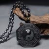 Black Obsidian Stone Yin Yang Pendant Necklace Black Obsidian Stone Yin Yang Pendant Necklace