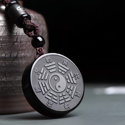 Colar de Força Yin Yang em Obsidiana Negra