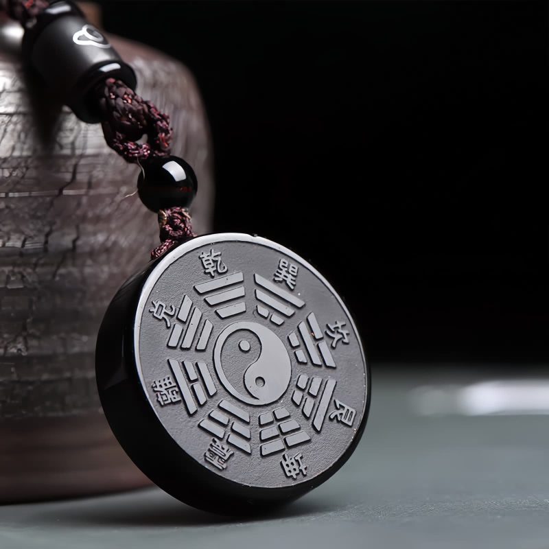 Black Obsidian Yin Yang Strength Necklace Black Obsidian Yin Yang Strength Necklace