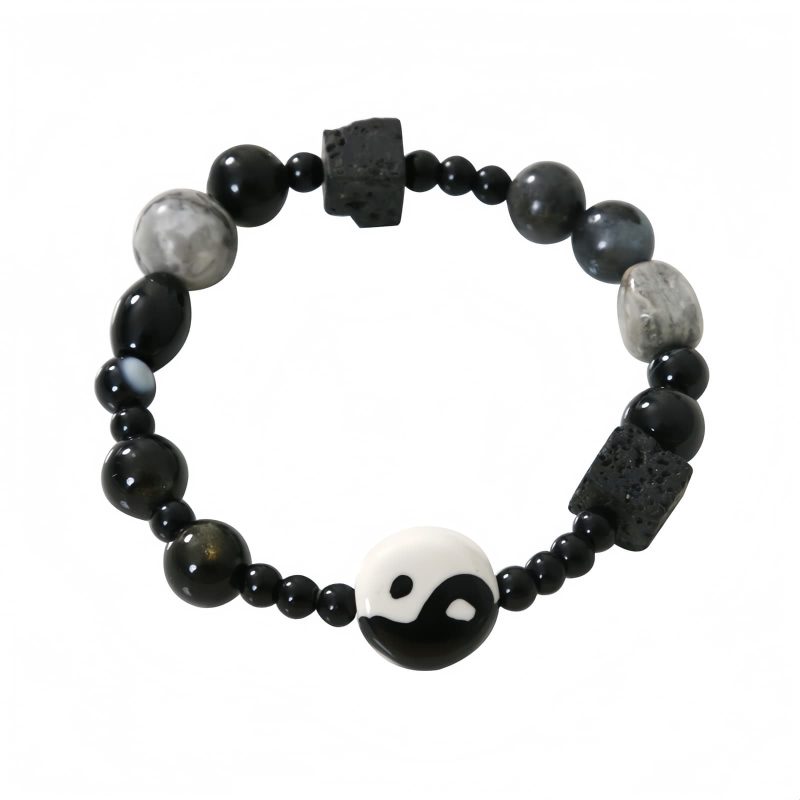 Black Onyx Protection Bracelet with Picasso Jasper Black Onyx Protection Bracelet with Picasso Jasper
