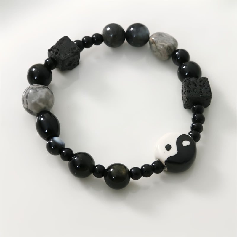 Black Onyx Protection Bracelet with Picasso Jasper Black Onyx Protection Bracelet with Picasso Jasper