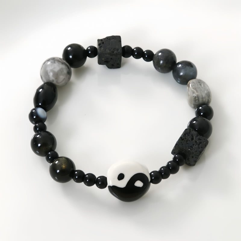 Black Onyx Protection Bracelet with Picasso Jasper Black Onyx Protection Bracelet with Picasso Jasper