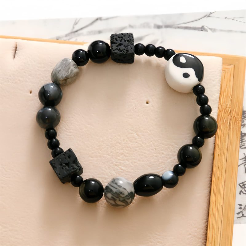 Black Onyx Protection Bracelet with Picasso Jasper Black Onyx Protection Bracelet with Picasso Jasper