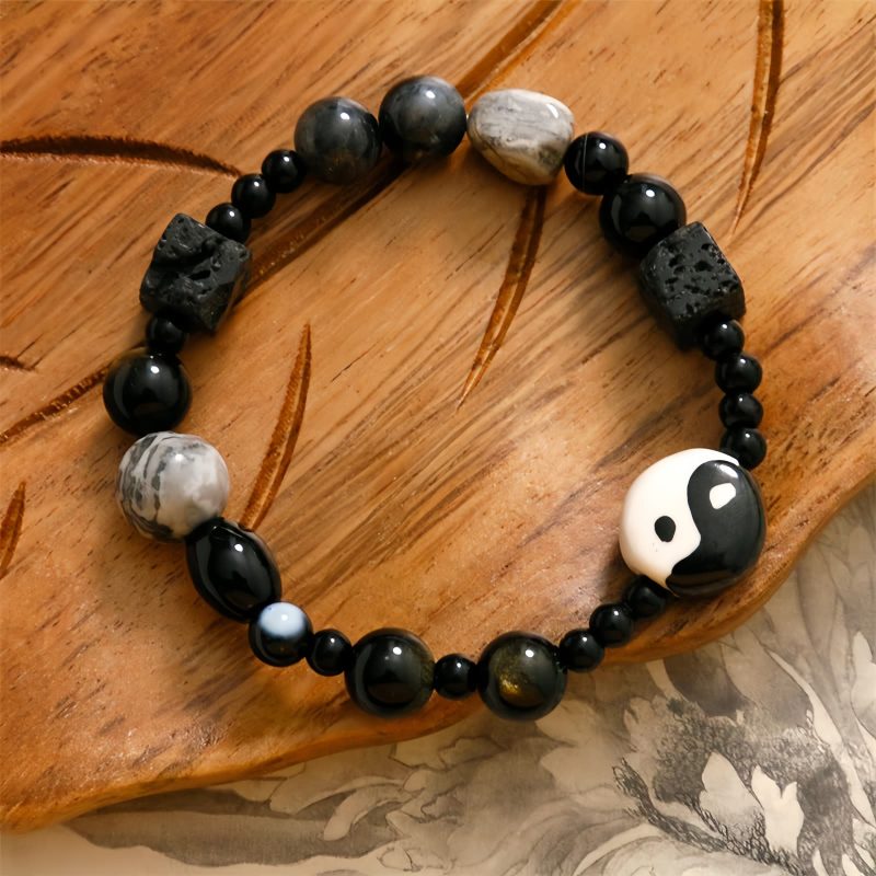 Black Onyx Protection Bracelet with Picasso Jasper Black Onyx Protection Bracelet with Picasso Jasper