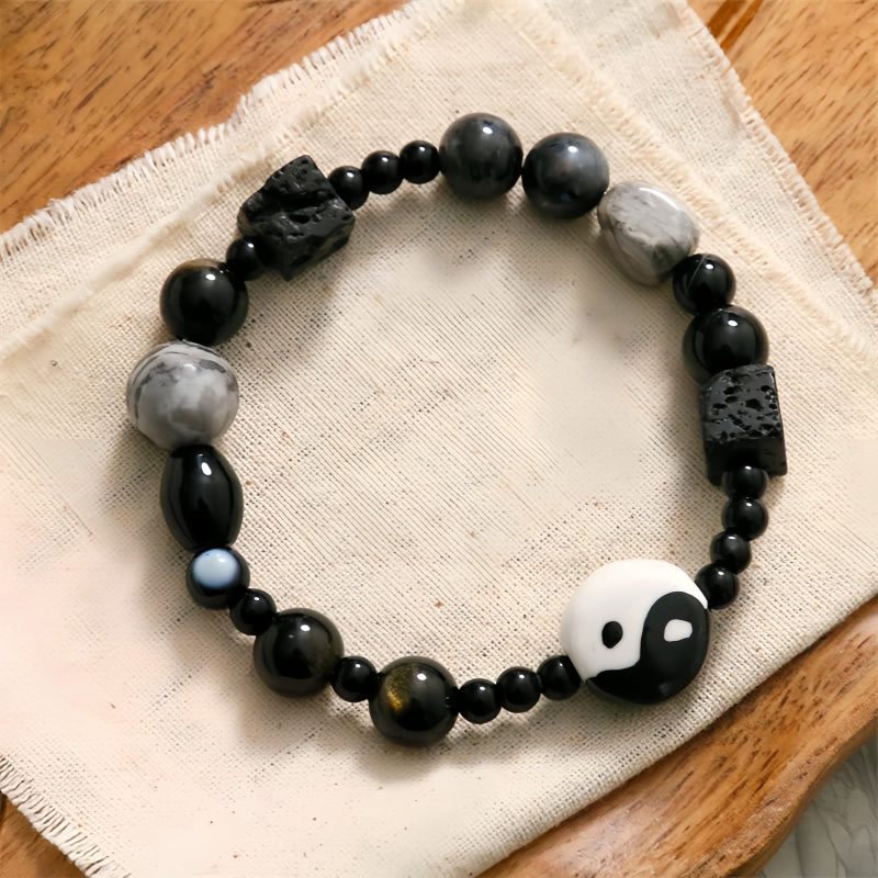 Black Onyx Protection Bracelet with Picasso Jasper Black Onyx Protection Bracelet with Picasso Jasper