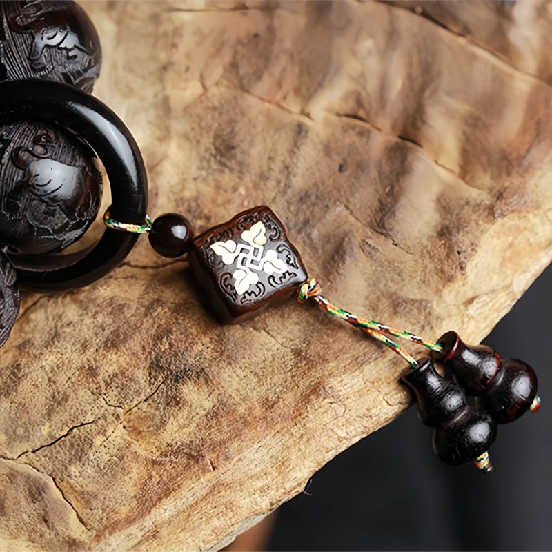 Ebony Wood Yin Yang Engraved Gourd Balance Bracelet Ebony Wood Yin Yang Engraved Gourd Balance Bracelet
