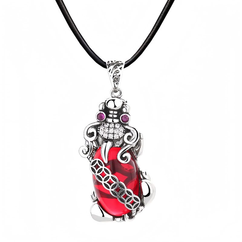Garnet PiXiu Wealth Luck Necklace Garnet PiXiu Wealth Luck Necklace